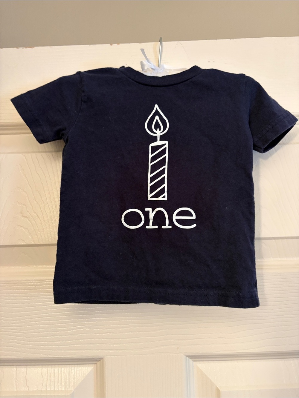 Toddler Navy Short-Sleeve 'One' Candle Graphic Tee
